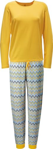 Erwin Müller Damen-Schlafanzug Single-Jersey gelb Größe 38