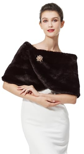 BEAUTELICATE Kunstpelz Schal Stola Bolero Pelz Damen Für Frauen Hochzeit Braut Abend Brautschal Brautstola