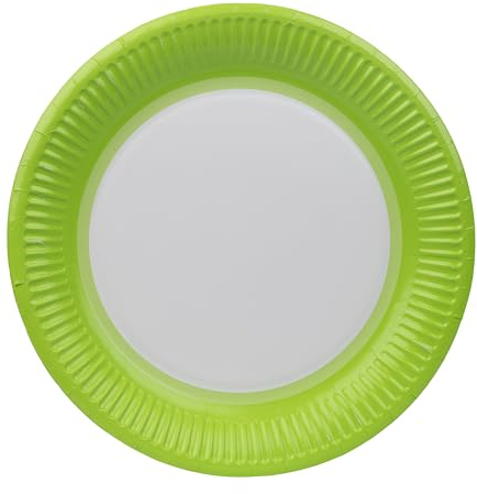 Talking Tables 8 x Green Paper Party Plates, Solid Colour Disposable Round Dishes, BBQs, Picnic, Kids Birthday Bay Shower Supplies 23cm 9inch