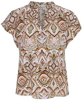b.young BYMMMJOELLA Damen Bluse Shirt V-Auschnitt Regular fit, Größe:42, Farbe:Aloe Boho Mix (202952)