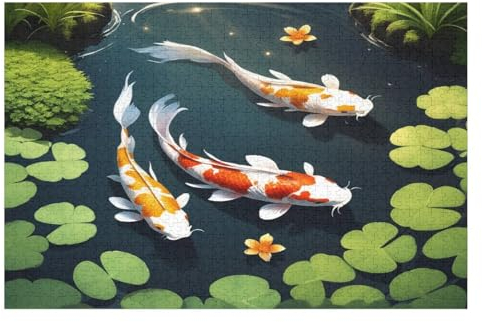 Puzzle 1000 Teile Erwachsene Koifisch Holzpuzzle Für Erwachsene Lernspiel Herausforderungsspielzeug 1000-teilige The Puzzles Für Erwachsene Kinder （75×50cm）