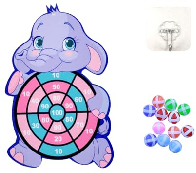 Lolileo Dartscheibe für Kinder, Kinderspielzeug, Drinnen Und Draußen Hängende Dart Wurf Spiel Set, Gartenspiel, Kindergeburtsgeschenk,Geeignet für 3-Jährige Jungen Und Mädchen+ (Elefant)