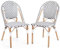COSTWAY 2er Set Gartenstühle Rattan, Terrassenstühle ohne Armlehnen, Balkonstühle mit galvanisiertem Metallrahmen für Garten, Küche, Terrasse