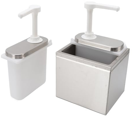 Gewürzpumpstation aus Edelstahl und Kunststoff, Saucenspender für die Küche und Zuhause – Sirupspender, Pumpe, Stahl, Mehrere Farben (1L Doppelpumpe)