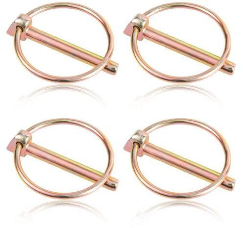 PEUTIER 4 pz Perni di Sicurezza per Carichi Pesanti con Anello, 6mm Perno di Blocco del Perno del Rimorchio Perno del Connettore del Rimorchio Perno del Freno Rotondo in Acciaio al Carbonio Clip