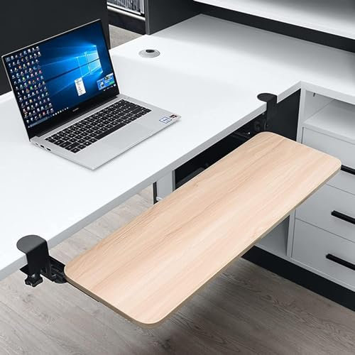 FYLDQAXU Under Desk Keyboard Tray, Keyboard Sliding Platform, Ergonomic Desk Extender Tray, Pull Out Keyboard Tray with Swivel C Clamp, for Home Office,Easy Assembly (C 52 * 25cm)