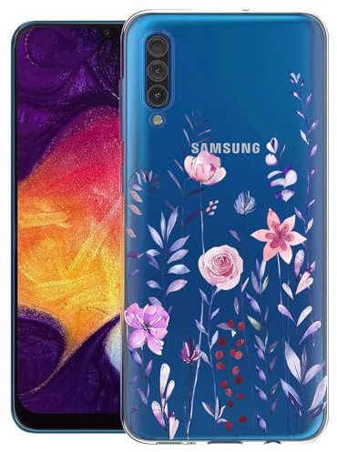 Pazpnoy Handyhülle für Samsung Galaxy A7 2018,Transparent Blume Muster Mädchen Hülle,Dünn Weich Silikon SchutzHülle,Stoßfeste Kratzfest TPU Case Cover-3