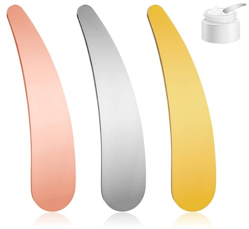 JIYIN 3 Stücke Kosmetikspatel, Kosmetik Metall Spatel Gebogenen Spatel Mini Kosmetikspatel Maske Spatel Make Up Applikator Für Creme Gesichtsmaske Lotionen