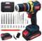 Tking Cordless Drill Driver Set Power Drill 21V Combi Drill Set Handheld Electric Screwdriver Drill Kit 45N.m & 2 Batteries LED 2-Speeds Torque Cordless Screwdriver 25pc Bits(Cordless Drill/Blue)