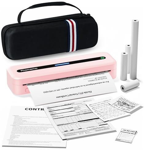 Phomemo M832 Imprimante Thermique A4 sans Encre, Compatible avec Phones & Laptop, IImprimante sans Encre avec Mallette de Transport et 4 Rouleaux de Papier Thermique