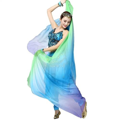 AHUFGN Bauchtanz Schleier Neuheit Gradient Schleier Schal Gesicht Schal Wickeln Schal Mode Frauen Tanzen Bauch Kostüm Seide-wie Bauchtanz(Color-01)