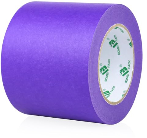 BOMEI PACK Lila 100 mmx50m Kreppband, Abdeckband für Lackierarbeiten Malerkrepp für sauberes e bei Malerarbeiten, rückstandslos entfernbar