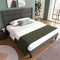 A ALFRESCOOL Polsterbett 140 x 200 cm, Bettgestell mit Lattenrost & Kopfteil, gepolstertes Doppelbett, Textilbezug Leinen in Dunkelgrau, Zeitloses modernes Design, Jugendbett Dunkelgrau