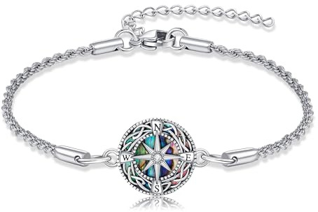 ONEFINITY Kompass Armband Sterling Silber keltischen Knoten Kompass Armband Graduierung Freundschaft Inspirational Graduierung Schmuck Geschenke für Damen