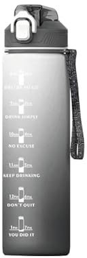 Gourde Sport 1L Bouteille d'eau avec paille Gourde Motivation avec Paille et Échelle de Temps Design Anti-Fuites Sans BPA pour Fitness Cyclisme Yoga Bureau École Extérieur