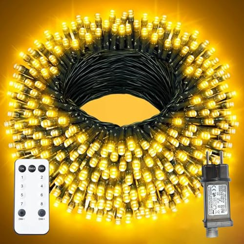 XmasBokeh LED Lichterkette Außen 200 LED Warmweiß Timer Grünes Kabel