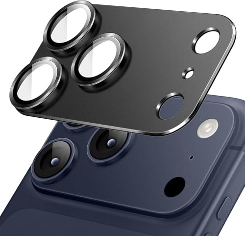 JETech Kameraschutz Schutzfolie für iPhone 17 Pro Max, Schwarz, 1 Stück | Full Screen 9H Gehärtetes Glas Schutzfolie, Matte Metalloberfläche, Hüllenkompatibel, HD Klar