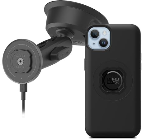 Quad Lock Heavy Duty Suction Car Phone Mount with MAG Phone Case and MAG Wireless Charging Head for iPhone 14 Plus