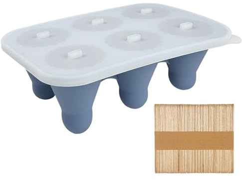 yakermur Eisformen mit Stäbchen – 6 Mulden Thema Badminton, Eisform aus Silikon mit Holzstäbchen | für Fondant Karamell Desserts Brownie Joghurt Saft Kuchen Mousse Schokolade