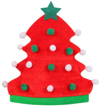 Fyearfly Sombrero de árbol de Navidad, gorra de fiesta de elfo creativo rojo para celebraciones navideñas