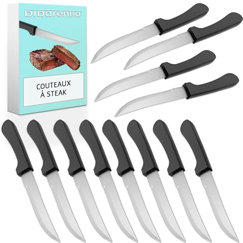 Didarenba Cuchillos Carne Mesa Acero Inoxidable 12 uds | Siempre Afilados con Filo Sierra, Corte sin Esfuerzo, Ideales para Familias y Restaurantes, Aptos Lavavajillas