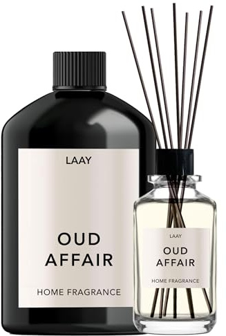 LAAY Oud Affair Raumduft Set – Diffuser 250ml + Refill 500ml – Orientalisches Duftstäbchen Set – Langanhaltender Luxus Raumduft – Made in Germany