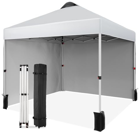 Garvee Carpa Plegable 3x3m para Cocina y Eventos - 2 Paredes Laterales, Techo ventilado, fácil de Transportar - Bolsa con Ruedas y 4 Sacos de Arena incluidos - Ideal para Playa, Camping, Fiestas -
