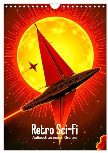 CALVENDO - Retro Sci-Fi - Aufbruch zu neuen Grenzen (Wandkalender 2027 DIN A4 hoch), Monatskalender: Cineastischer Retro-Sci-Fi-Kalender mit fremden Welten und futuristischen Visionen.