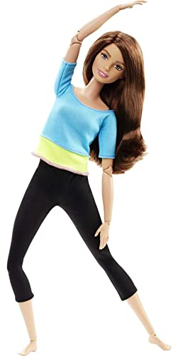 Barbie-Puppe, Made to Move Serie, Bewegliche Braunen Haaren Und Blauem Yoga-Shirt Und Schwarzer Hose, Inkl Puppe, Geschenk Für Kinder, Spielzeug Ab 3 Jahre,DJY08