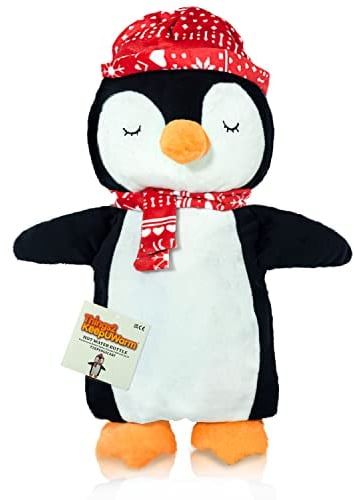 Things2KeepUWarm Cute Plush and Cuddly Animal Hot Water Bottles (Penguin with Scarf)