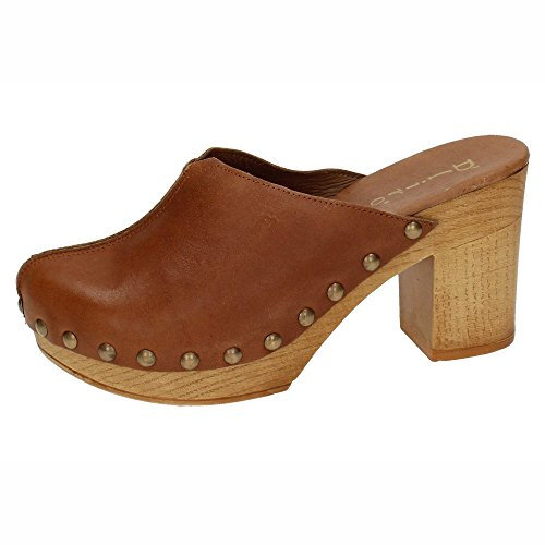 Dliro 825 Clogs aus Leder mit Nieten für Damen, Sandalen mit Absatz, Leder, 37 EU