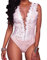 Loalirando Sexy Women Ladies Sleeveless Bodysuit Lace Deep V-Neck Leotard Top Jumpsuit Outfit Clubwear (White, M)