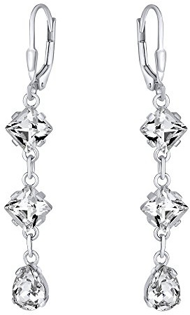 Silvego ZTE180226 Pendientes de Plata con Swarovski® Cristales Transparentes Largos 53 mm