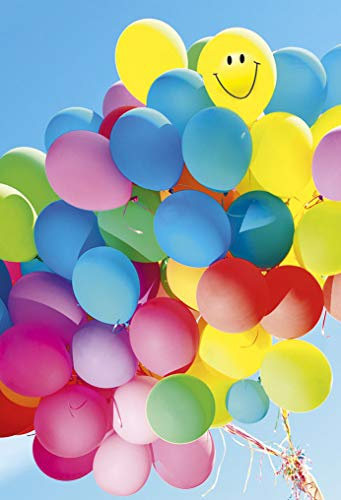 Glückwunschkarten ohne Text | Grußkarten zu vielen Anlässen | Karte blanko im Set | Karte in Folie | Karte ohne Innentext | DIN A6 | Klappkarte inkl. Umschlag | Motiv: Luftballons