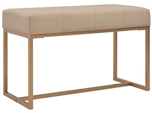 vidaXL Bank Sitzbank Polsterbank Betthocker Sitzhocker Flurbank Beistellbank Garderobenbank Schlafzimmer Wohnzimmer 80cm Beige Samt Eisenrahmen