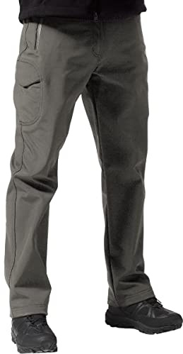 FREE SOLDIER Walking Trousers for Men Winter Waterproof Trousers Outdoor Hiking Trousers Softshell Thermal Fleece Lined Overtrousers (Grey,34 Tall)