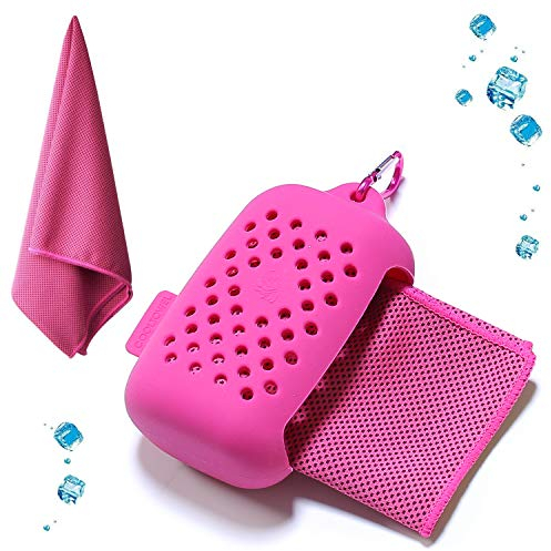 EasyULT kühlendes Handtuch, Kühltuch Kühlhandtuch, Mikrofaser Handtücher Schnelltrocknend Sporthandtuch Strandhandtuch Reisehandtuch für Fitness Gym Yoga and Outdoor Sports(Pink)