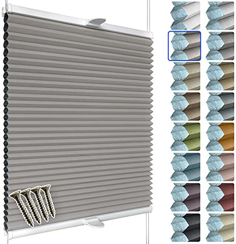 SchattenFreude Waben-Plissee nach Maß für Fenster & Tür | 100% verdunkelnd/Blackout | Zum Anschrauben in der Glasleiste | Warmgrau (Weiße Rückseite), Breite: 70-90cm x Höhe: 100-150cm