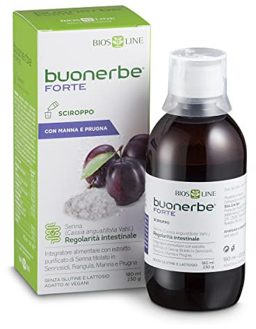 BIOS LINE Buonerbe Forte Sciroppo 180 ml, Integratore per Intestino Pigro, Gusto Fruttato
