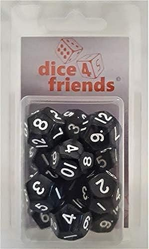 Dice4friends 70788 - Würfelset D12: Pearl Black (12)