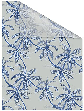 Lichtblick Fensterfolie selbstklebend mit Motiv von Julia Schumacher, Sichtschutz, merhfach Ablösbar, Montage ohne Rakel, Made in Germany Blueprint Palms - Blau 100 cm x 100 cm (B x L)
