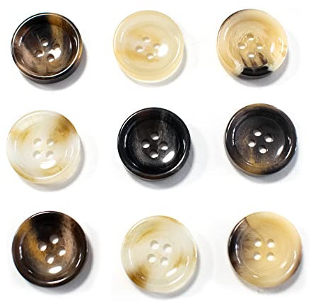 30 Stück Anzugknöpfe Kunststoff Harz-Nähknöpfe Größe 20mm Resin Knöpfe für Anzüge Jacken Mäntel Uniform Braune Gemischte matte Musterfarben