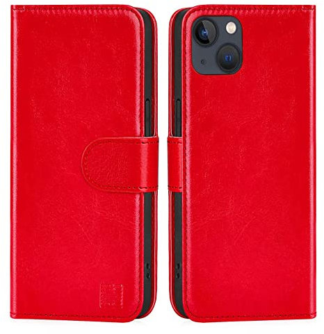 32nd Book Wallet PU Leather Flip Case Cover For Apple iPhone 14 (6.1), Design With Card Slot and Magnetic Closure - Red