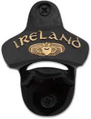Exclusively Irish Wall Mounted Bottle Opener Made of Brass - Irish Caps Remover for Bar or Kitchen(Ireland Claddagh), Black/Gold