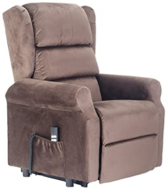 POLTRONE ITALIA Carl 2 Motoren PERSONALISIERTEN Sessel mit aufstehhilfe Medizinisches Gerät Trolley-Räder Mikrofedersitz Flauschige Samt Braun
