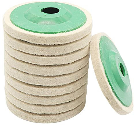 HUIOP 10Pcs 4 Inch Round Wool Felt Disc Wheel Pads for 100mm Angle Grinder Buffing Polishing