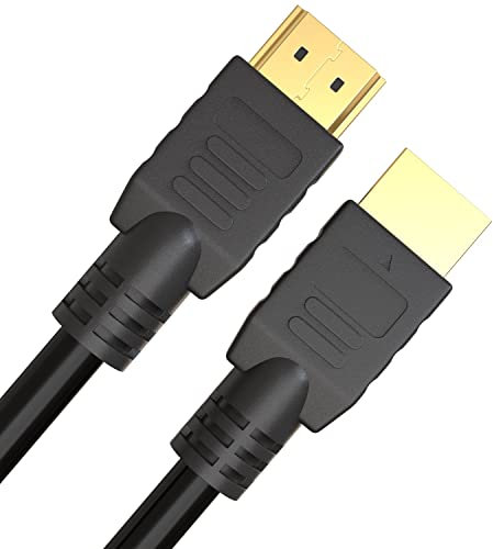 True HQ 7.5M HDMI Cable HIGH SPEED Long Lead with Ethernet ARC 3D | Designed in the UK | Full HD 1080P Compatible with PS4 Xbox One Sky HD TV Laptop PC Monitor CCTV | Black & Gold Plated