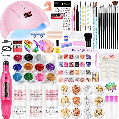 Nagelfräser für Gelnägel mit UV Lampe für Gelnägel set,nagelfräser,Nagelzubehör, 6 Farben Acrylpulver,Nagelfeilen Nagelstudio Set für UV Nageldesign Gelnägel Nagelset Nail Art Geschenke Frauen