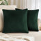 Federe per cuscini in velluto Hafaa, confezione da 2, color verde scuro, decorative, quadrate, per divano, camera da letto, con cerniera invisibile, 45 x 45 cm