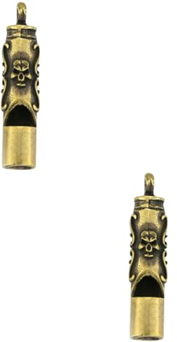 INOOMP 2pièces Pendentif Sifflet Laiton Miniature Avec Porte-clés Sifflet De Pour Arbitre Finition Dorée
